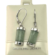 Load image into Gallery viewer, Solid Sterling Silver 925 Apple Green Jade Curved Leverback Earrings
