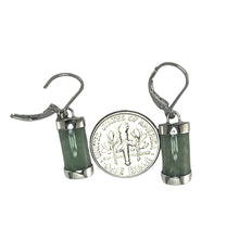 Load image into Gallery viewer, Solid Sterling Silver 925 Apple Green Jade Curved Leverback Earrings