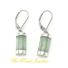 Load image into Gallery viewer, Solid Sterling Silver 925 Apple Green Jade Curved Leverback Earrings