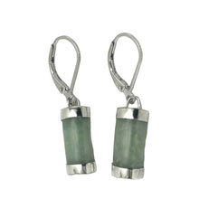 Load image into Gallery viewer, Solid Sterling Silver 925 Apple Green Jade Curved Leverback Earrings