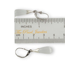Load image into Gallery viewer, Solid Sterling Silver 925 White Cat’s Eye Raindrop Leverback Earrings
