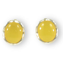 Load image into Gallery viewer, Sterling Silver Yellow Agate Oval Omega Back Earrings