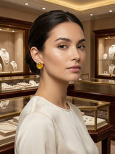 Load image into Gallery viewer, Sterling Silver Yellow Agate Oval Omega Back Earrings