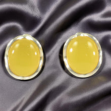 Load image into Gallery viewer, Sterling Silver Yellow Agate Oval Omega Back Earrings