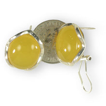 Load image into Gallery viewer, Sterling Silver Yellow Agate Oval Omega Back Earrings