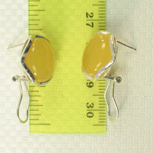 Load image into Gallery viewer, Sterling Silver Yellow Agate Oval Omega Back Earrings