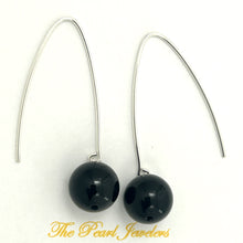 Load image into Gallery viewer, 9110861 SILVER 925 V SHAPED WIRE BLACK ONYX DANGLE HOOK EARRINGS