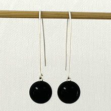 Load image into Gallery viewer, 9110861 SILVER 925 V SHAPED WIRE BLACK ONYX DANGLE HOOK EARRINGS