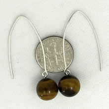 Load image into Gallery viewer, 9110862 SILVER 925 V SHAPED WIRE TIGER EYE DANGLE HOOK EARRINGS