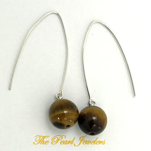 Load image into Gallery viewer, 9110862 SILVER 925 V SHAPED WIRE TIGER EYE DANGLE HOOK EARRINGS