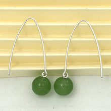 Load image into Gallery viewer, 9110863 SILVER 925 V SHAPED WIRE AVENTURINE DANGLE HOOK EARRINGS