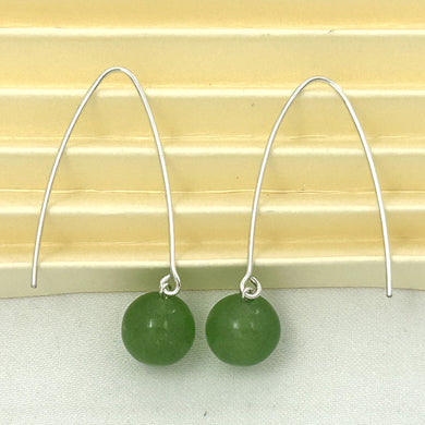 9110863 SILVER 925 V SHAPED WIRE AVENTURINE DANGLE HOOK EARRINGS