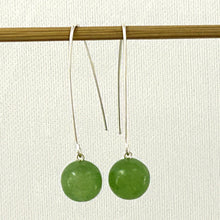 Load image into Gallery viewer, 9110863 SILVER 925 V SHAPED WIRE AVENTURINE DANGLE HOOK EARRINGS