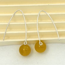 Load image into Gallery viewer, 9110864 SILVER 925 V SHAPED WIRE GOLDEN AGATE DANGLE HOOK EARRINGS