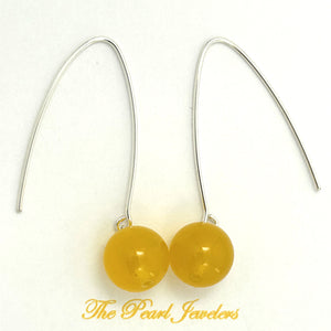 9110864 SILVER 925 V SHAPED WIRE GOLDEN AGATE DANGLE HOOK EARRINGS