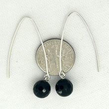 Load image into Gallery viewer, 9110881 SILVER 925 V SHAPED WIRE FACETED BLACK ONYX DANGLE HOOK EARRINGS