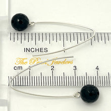 Load image into Gallery viewer, 9110881 SILVER 925 V SHAPED WIRE FACETED BLACK ONYX DANGLE HOOK EARRINGS