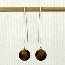 Load image into Gallery viewer, 9110892 SILVER 925 V SHAPED WIRE TIGER EYE DANGLE HOOK EARRINGS