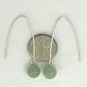 9110893 SILVER 925 V SHAPED WIRE AVENTURINE DANGLE HOOK EARRINGS