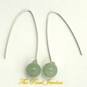 9110893 SILVER 925 V SHAPED WIRE AVENTURINE DANGLE HOOK EARRINGS