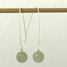 Load image into Gallery viewer, 9110893 SILVER 925 V SHAPED WIRE AVENTURINE DANGLE HOOK EARRINGS