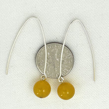 Load image into Gallery viewer, 9110894 SILVER 925 V SHAPED WIRE GOLDEN AGATE DANGLE HOOK EARRINGS