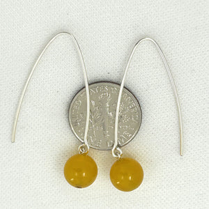 9110894 SILVER 925 V SHAPED WIRE GOLDEN AGATE DANGLE HOOK EARRINGS