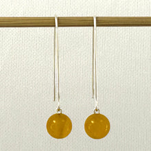 Load image into Gallery viewer, 9110894 SILVER 925 V SHAPED WIRE GOLDEN AGATE DANGLE HOOK EARRINGS