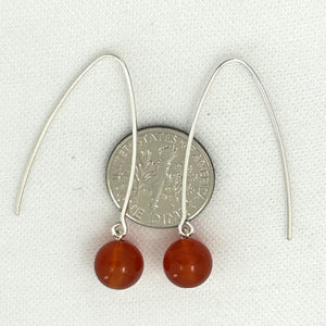 9110895 SILVER 925 V SHAPED WIRE CARNELIAN DANGLE HOOK EARRINGS