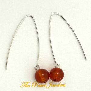 9110895 SILVER 925 V SHAPED WIRE CARNELIAN DANGLE HOOK EARRINGS