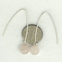 Load image into Gallery viewer, 9110896 SILVER 925 V SHAPED WIRE ROSE QUARTZ DANGLE HOOK EARRINGS