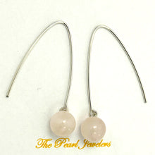 Load image into Gallery viewer, 9110896 SILVER 925 V SHAPED WIRE ROSE QUARTZ DANGLE HOOK EARRINGS