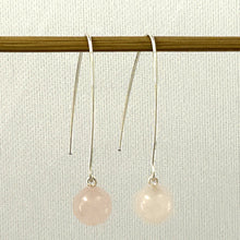 Load image into Gallery viewer, 9110896 SILVER 925 V SHAPED WIRE ROSE QUARTZ DANGLE HOOK EARRINGS