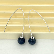 Load image into Gallery viewer, 9110897 SILVER 925 V SHAPED WIRE SODALITE DANGLE HOOK EARRINGS