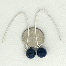 Load image into Gallery viewer, 9110897 SILVER 925 V SHAPED WIRE SODALITE DANGLE HOOK EARRINGS