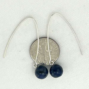 9110897 SILVER 925 V SHAPED WIRE SODALITE DANGLE HOOK EARRINGS