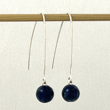 Load image into Gallery viewer, 9110897 SILVER 925 V SHAPED WIRE SODALITE DANGLE HOOK EARRINGS