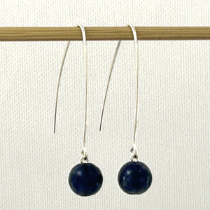 9110897 SILVER 925 V SHAPED WIRE SODALITE DANGLE HOOK EARRINGS