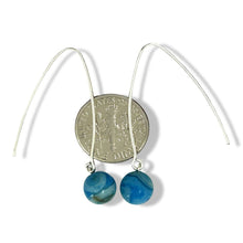 Load image into Gallery viewer, Solid Sterling Silver 925 V-Shaped Wire Agate Earrings (Turquoise Color)