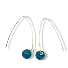 Load image into Gallery viewer, Solid Sterling Silver 925 V-Shaped Wire Agate Earrings (Turquoise Color)