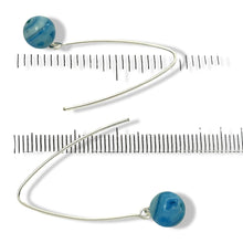 Load image into Gallery viewer, Solid Sterling Silver 925 V-Shaped Wire Agate Earrings (Turquoise Color)