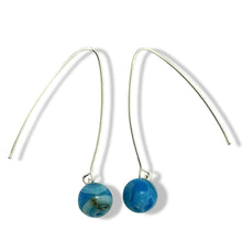 Load image into Gallery viewer, Solid Sterling Silver 925 V-Shaped Wire Agate Earrings (Turquoise Color)