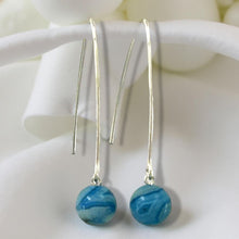 Load image into Gallery viewer, Solid Sterling Silver 925 V-Shaped Wire Agate Earrings (Turquoise Color)
