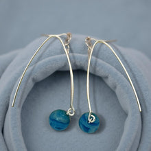 Load image into Gallery viewer, Solid Sterling Silver 925 V-Shaped Wire Agate Earrings (Turquoise Color)