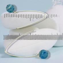 Load image into Gallery viewer, Solid Sterling Silver 925 V-Shaped Wire Agate Earrings (Turquoise Color)