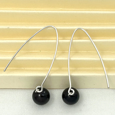 9110899 SILVER 925 V SHAPED WIRE GARNET DANGLE HOOK EARRINGS