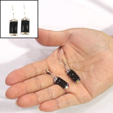 Load image into Gallery viewer, 9111101-Solid-Sterling-Silver-Curved-Black-Onyx-Dangle-Leverback-Earrings
