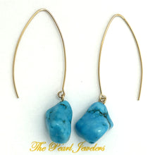 Load image into Gallery viewer, 9111830A BAROQUE TURQUOISE 14K GOLD FILLED V SHAPED WIRE DANGLE HOOK EARRINGS