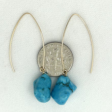 Load image into Gallery viewer, 9111830A BAROQUE TURQUOISE 14K GOLD FILLED V SHAPED WIRE DANGLE HOOK EARRINGS