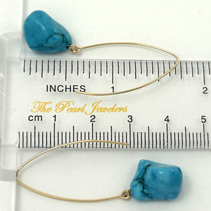 9111830A BAROQUE TURQUOISE 14K GOLD FILLED V SHAPED WIRE DANGLE HOOK EARRINGS